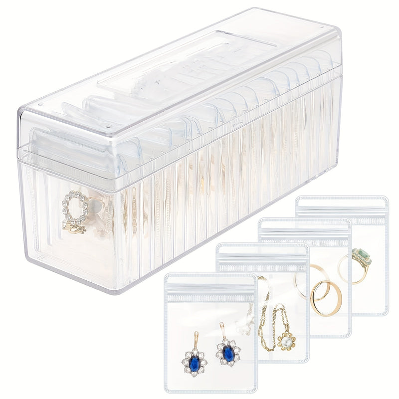 Kit Caixa Organizadora de Jóias Transparente  + 20 Peças