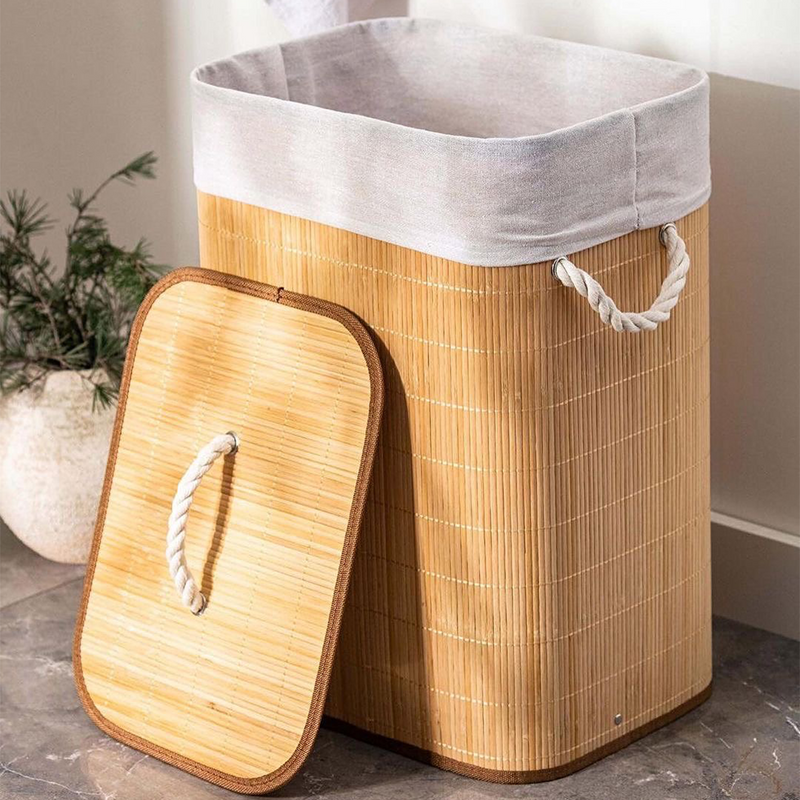 Cesto De Roupa Suja Bambu 72 Litros