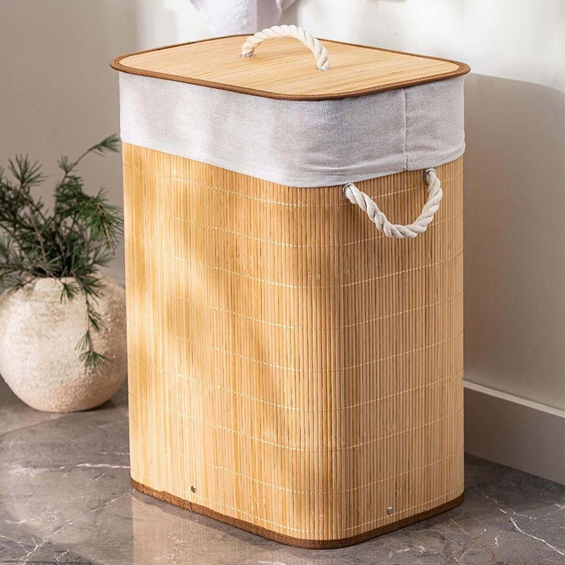 Cesto De Roupa Suja Bambu 72 Litros