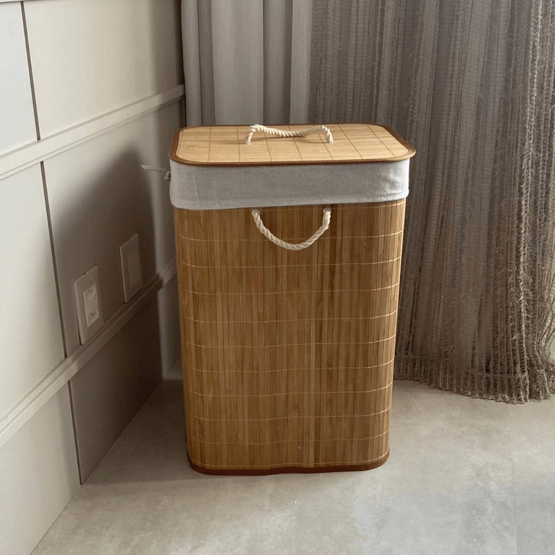 Cesto De Roupa Suja Bambu 72 Litros