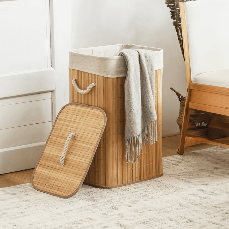 Cesto De Roupa Suja Bambu 72 Litros